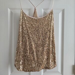 Victoria's Secret Gold Sequin Lounge/Pajama Tank Top
